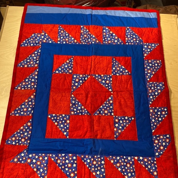 Hand Crafted Patriotic Lap Quilt 46” x 35” (HL) - Picture 4 of 11